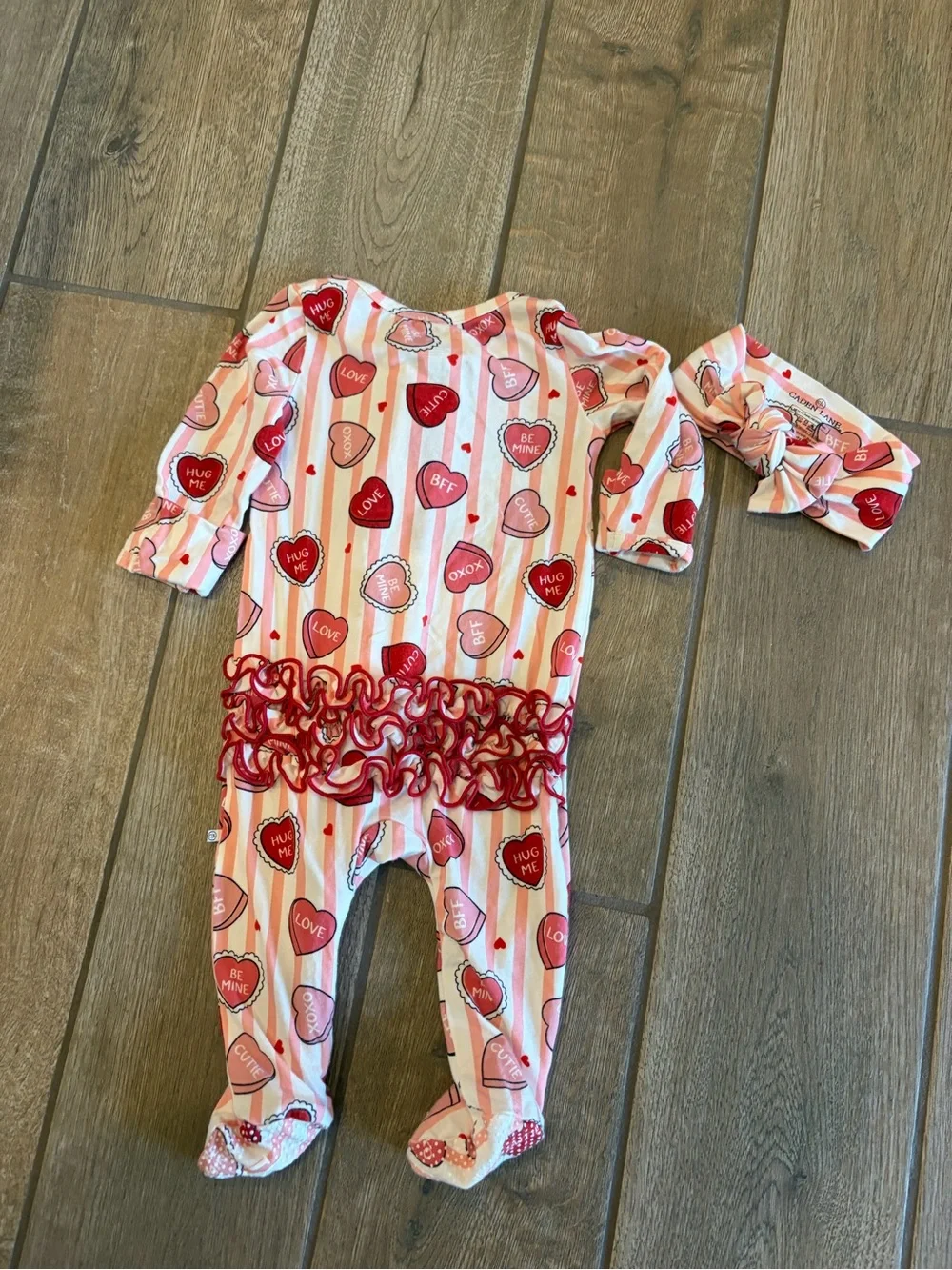 Caden Lane 0-3 Months Valentine's Day Footie & Headband Set